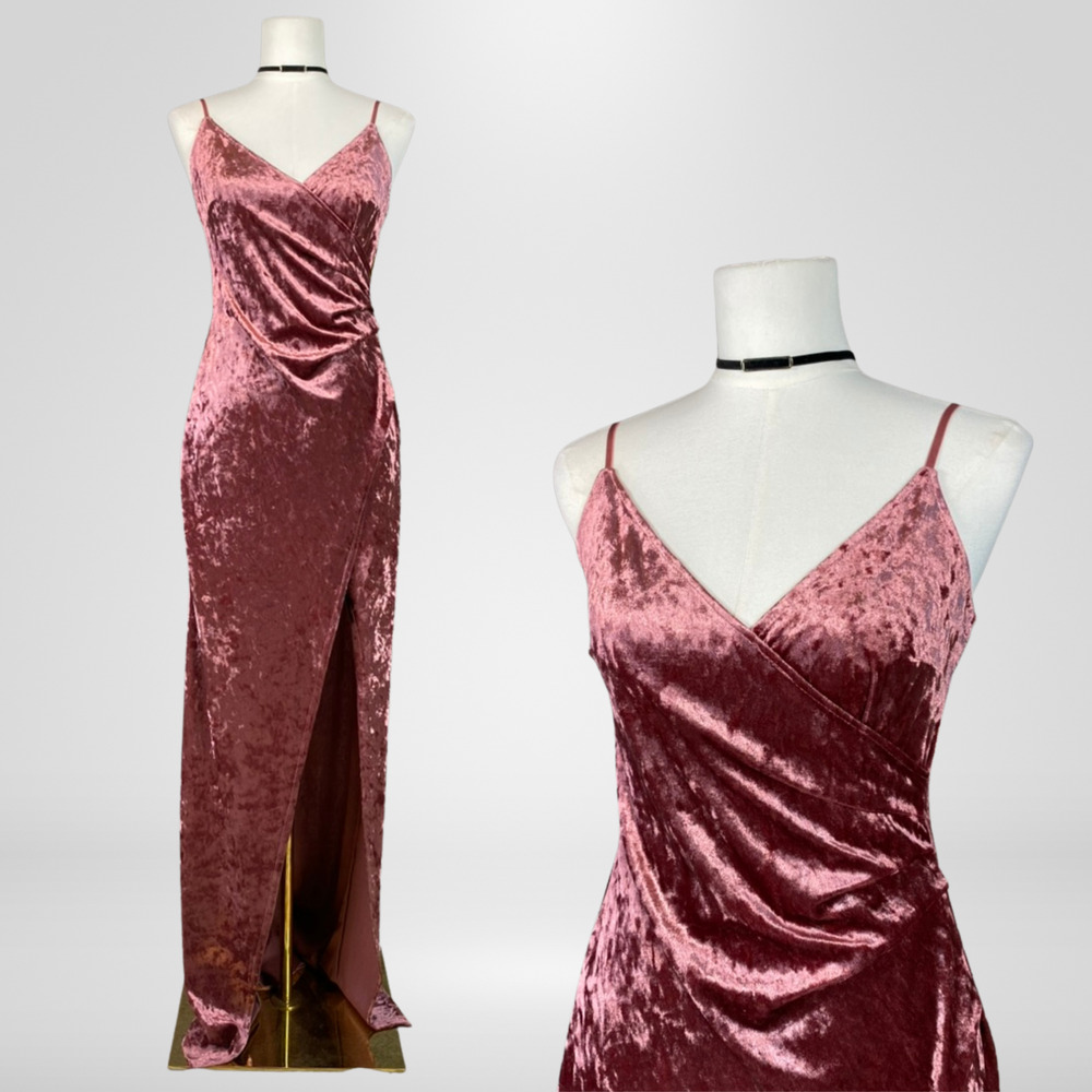 NEW‎ Windsor Womens Y2K Crushed Velvet Maxi Dress Size M Faux Wrap Fairy Formal